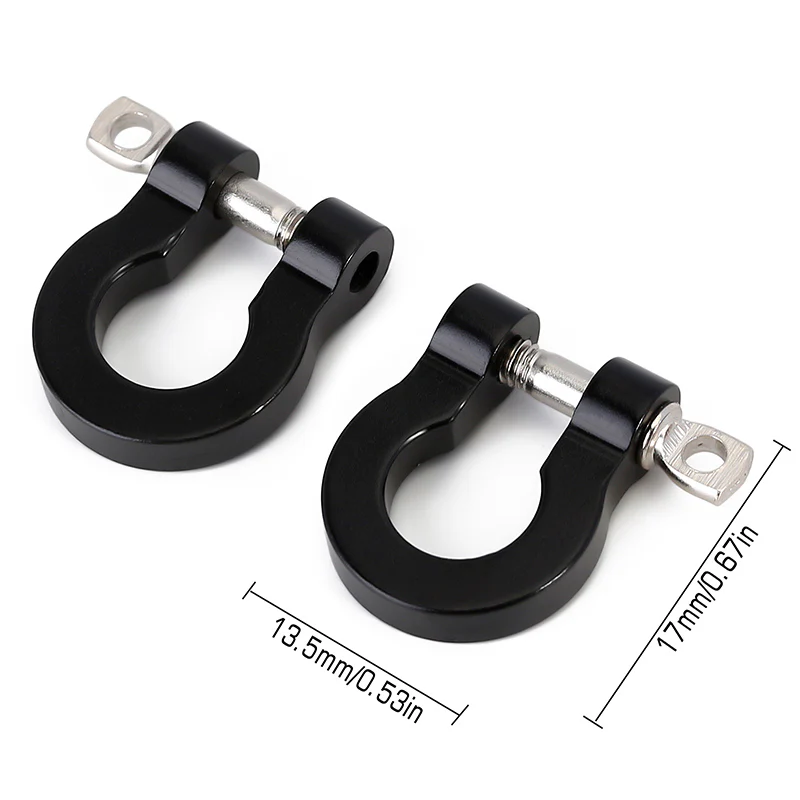 INJORA 2pcs Metal D-Ring Tow Hook for 1_10 RC Crawler BLACK 2.webp