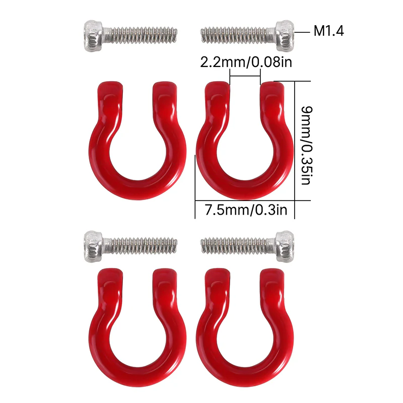 INJORA D-Ring Tow Hooks with M1.4 Screws for FCX18 LC80 TRX4M Defender