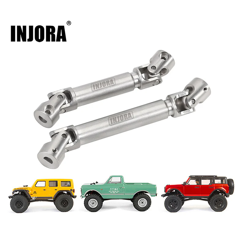 INJORA Stainless Steel Drive Shafts with D Shaped Hole for SCX24 Chevrolet Jeep Wrangler Bronco